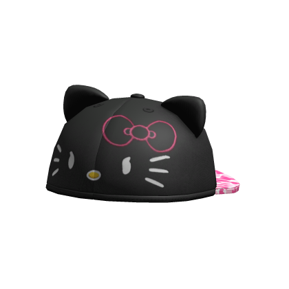 Angry kawaii kitty fitted cap - Black /w pink camo