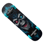 Flaming Blue Skull Skateboard