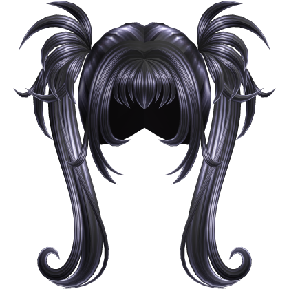 Glossy Black Gothic Spiky Twintails with Curls