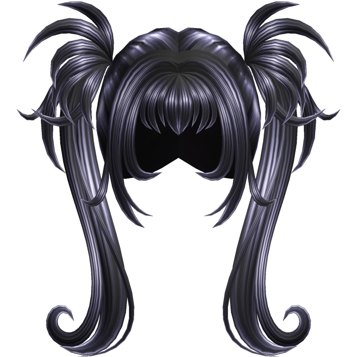 Glossy Black Gothic Spiky Twintails with Curls