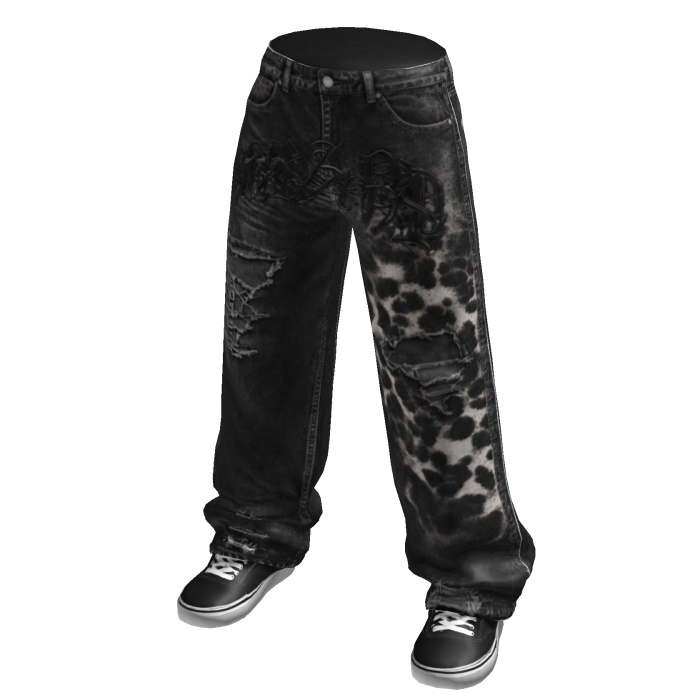Y2K Leopard Distressed Baggy Jeans