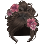 ♡ Summer Tropical Bun w/ Pink Flowers (Brown)