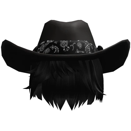 Dark Grunge Cowboy Hat Bandana Messy Hair (Black) | Roblox Item - Rolimon's