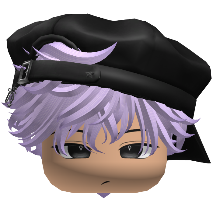 Cute Boy Violet hair with a cap Y2K
