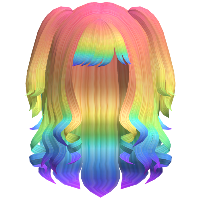 Cute Swirly Curled Pigtails (Rainbow)