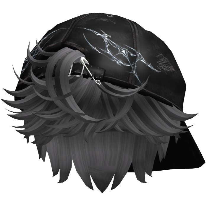 Fluffy black gray hair cute Cap Black cross Y2k