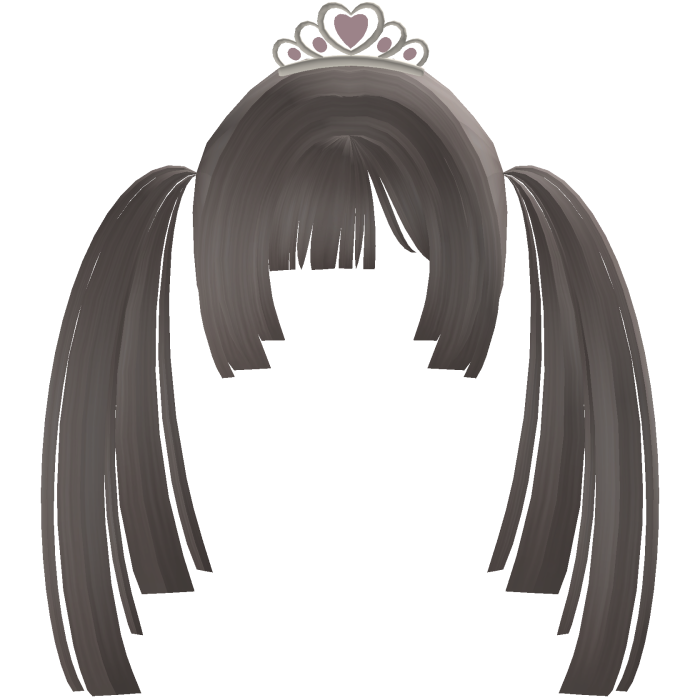 ash grey double yandere tiara pigtails
