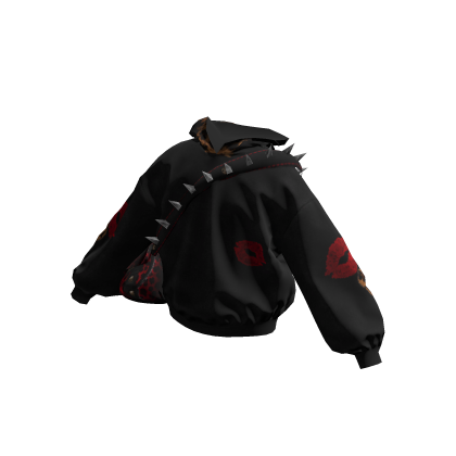 Baggy Y2K Hoodie w/ Leopard Bag (Black&Red)