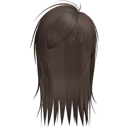 cute messy side part scene hair in brown Roblox item