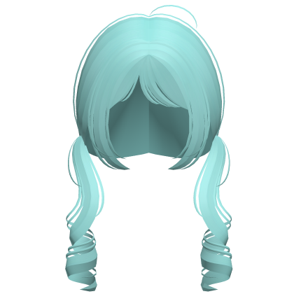 soft cutesy curly pigtails in teal Roblox item