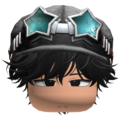 Messy Boy Hair W/ Y2K Aviator ( Black ) Roblox item