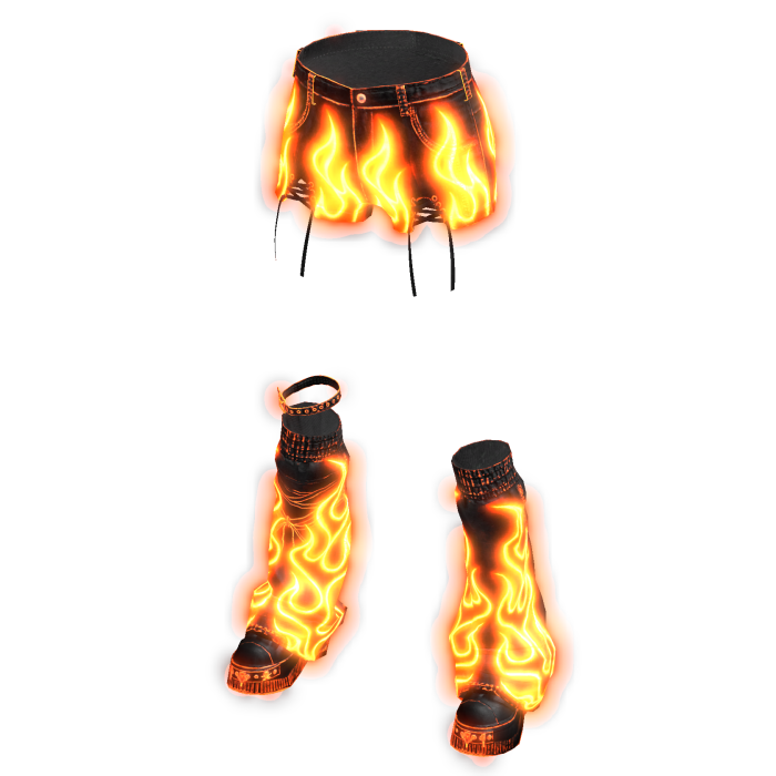 Glowing Emissive Fire Shorts Leg Warmers Orange
