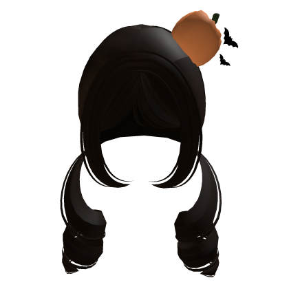 Cute Low Pigtails w/ Pumpkin [BLACK BROWN] Roblox item