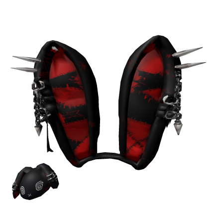 vkei plaid goth spikes bunny ears black red iryou