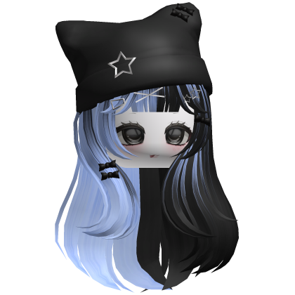 Blue&Black Cute Kawaii Hair w/ Beanie Roblox item