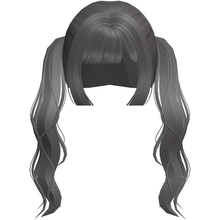 ♡ long curly cutecore pigtails in grey ୧