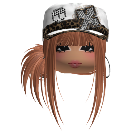 Gyaru Side Bun Hair w/ Cheetah Cap & Earrings