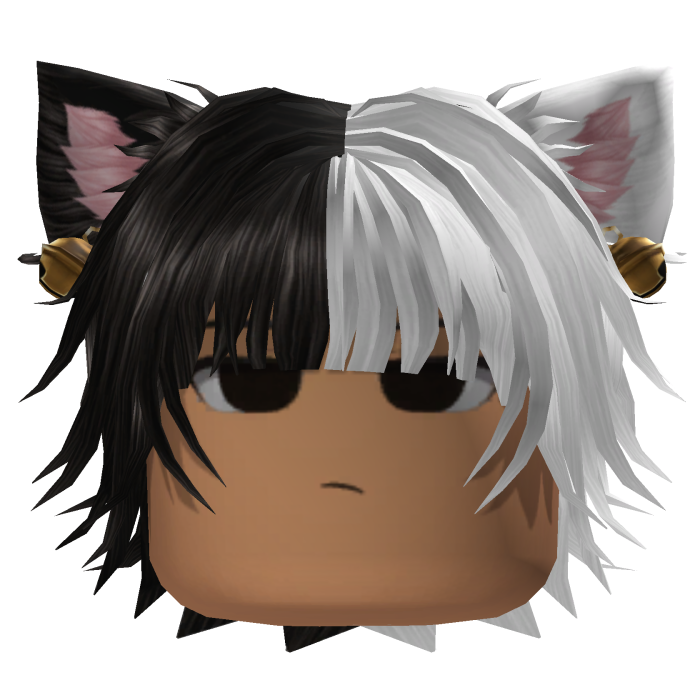 Layered Hair w/ Cat Ears (Black/White)