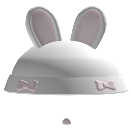 ♡ cute white bunny hat w pink nose Roblox item