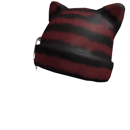 Y2K Grunge Red Striped Cat Ear Beanie
