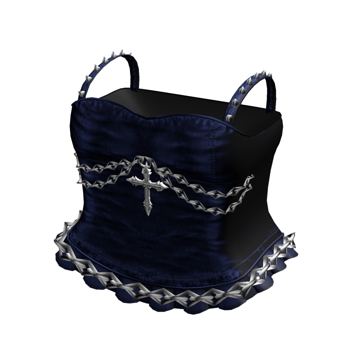 Gothic Emo Chained Cross Dress in Blue