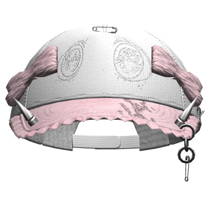 Grunge Anime Eyes Cap (White&Pink)
