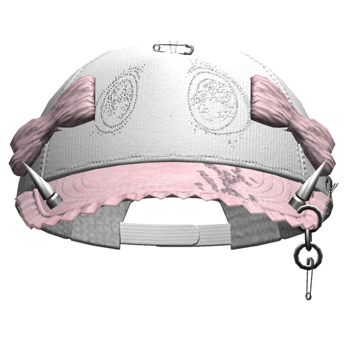 Grunge Anime Eyes Cap (White&Pink)