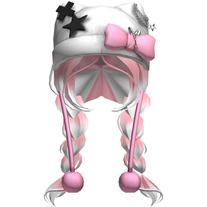 Cute Winter Braids w/ Beanie (White&Pink) Roblox item