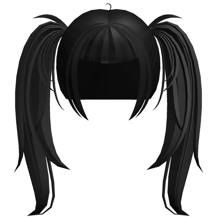 alt y2k messy straight pigtails in black