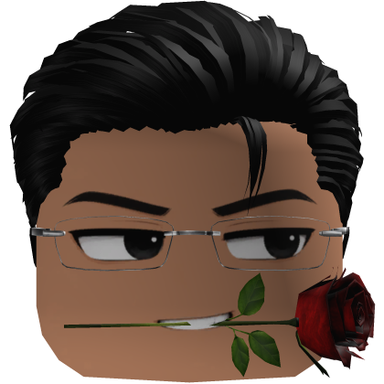 Black Slickback Cuteboy w/ Glasses & Rose 