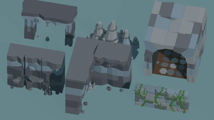 Low Poly Nature Pack x60 Waterfall Pond Cave Vine preview 3