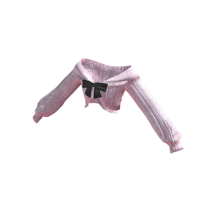 Pink Knit Coquette Cardigan Sweater