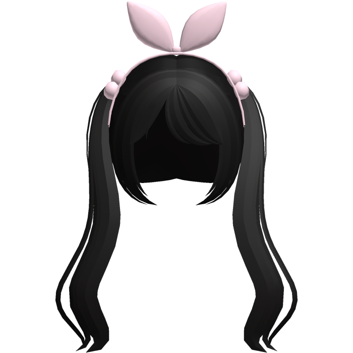 black cute pigtails w bunny ears hair bow