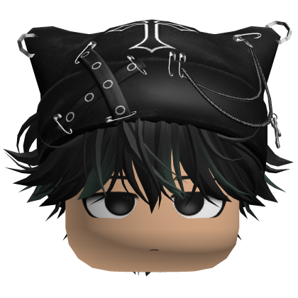 Cute Boy Hair W/ Grunge Beanie (Black n Green) Roblox item