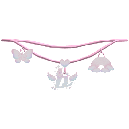 Cute Pink Kawaii Rainbow 1.0 initial B Necklace Roblox item