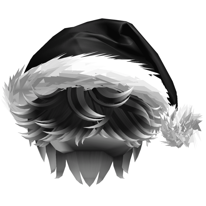 Messy Fluffy Black and White Hair a Santa Hat Y2k