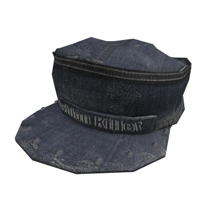 Denim Grunge Emo Distressed Thrifted Cap Hat Blue | Roblox Item - Rolimon's