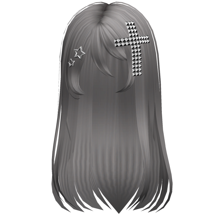 Emo Scene Long Hair w Cross Dusty Grey