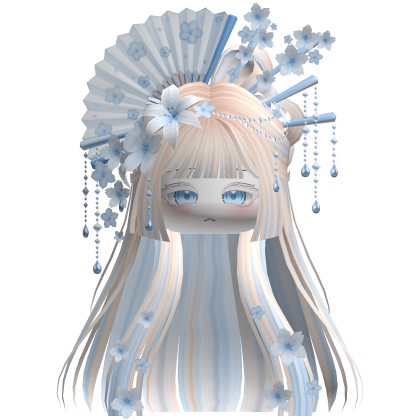 Mystical Hair w/ Sakura Headpiece (Beige&Blue) Roblox item