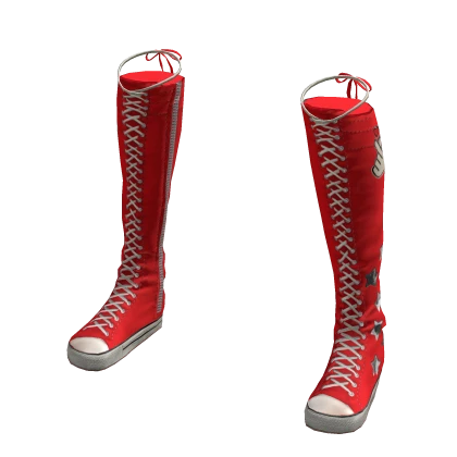 Red knee high sneakers top