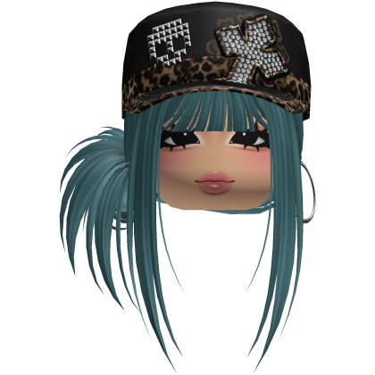 Gyaru Side Bun Hair w/ Cheetah Cap & Earrings