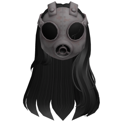 Creepy Goth Gas Mask Long Black Hair Roblox item