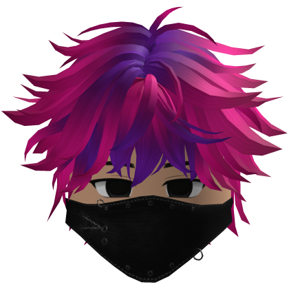 Cute Emo Boy Mask Black Y2K emo ( pink purple )