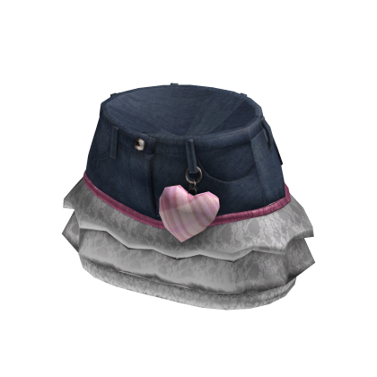 Gyaru Preppy Pink Denim White Mini Skirt thumbnail