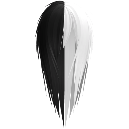 long gothic teased emo hair in black & white split Roblox item