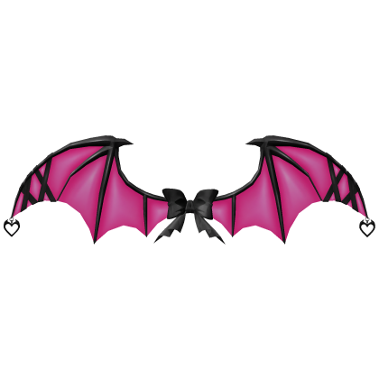 Bat Imp Ribbon Lace Wings - Hot Pink Black