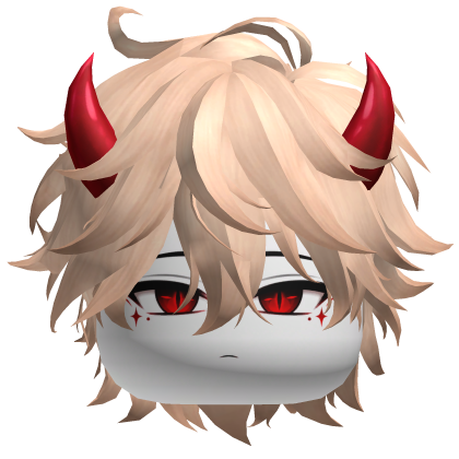 Blonde Demonic Devil Messy Anime Boy Hair w/ Horns Roblox item