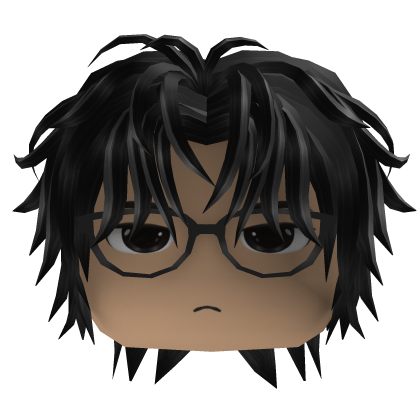 Layered Hair w/ Round Glasses (Black)