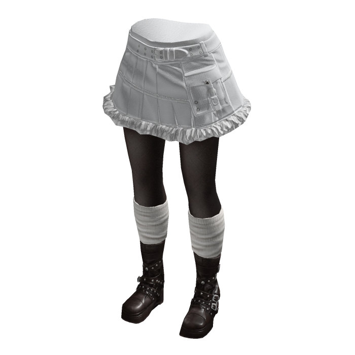Belted Mini Skirt with Ruffle Hem (Light Gray)