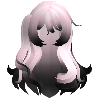 long fluffy swirly messy princess hair pink black Roblox item